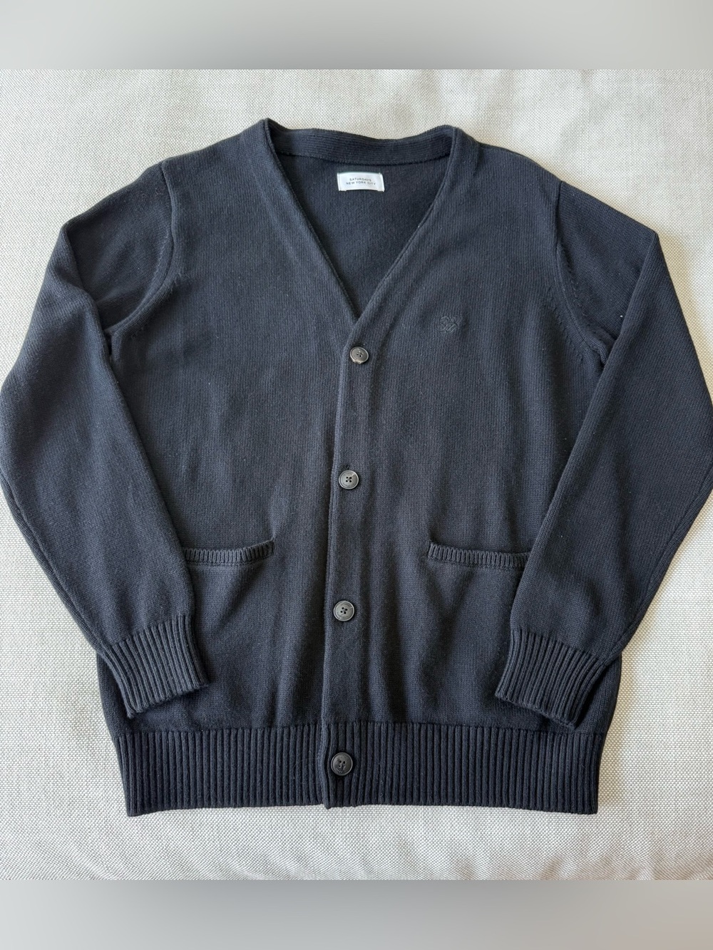 Brand New Saturdays NYC Black Cardigan Cotton Cashmere